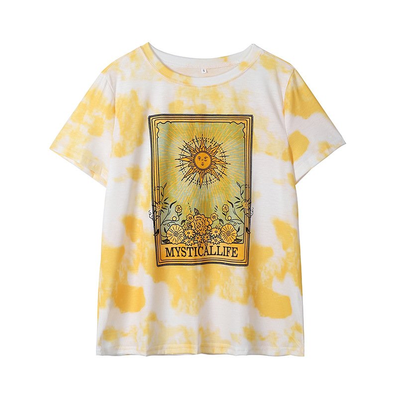 Street hot style tie-dye printed short-sleeved T-shirt