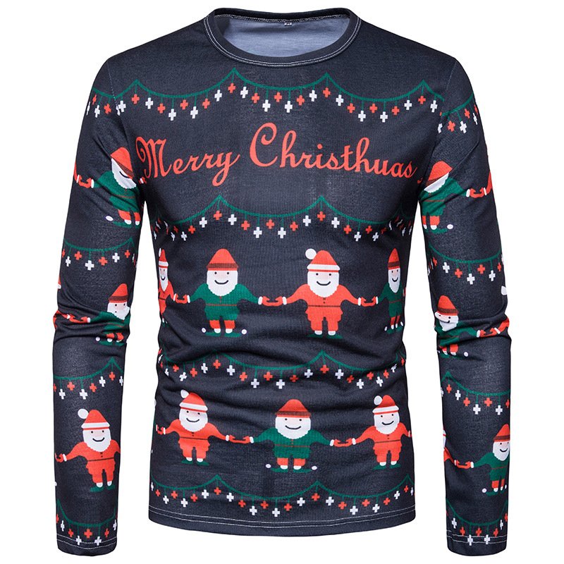 Autumn and winter fashion Christmas elf digital printing plus size long sleeve T-shirt CT381