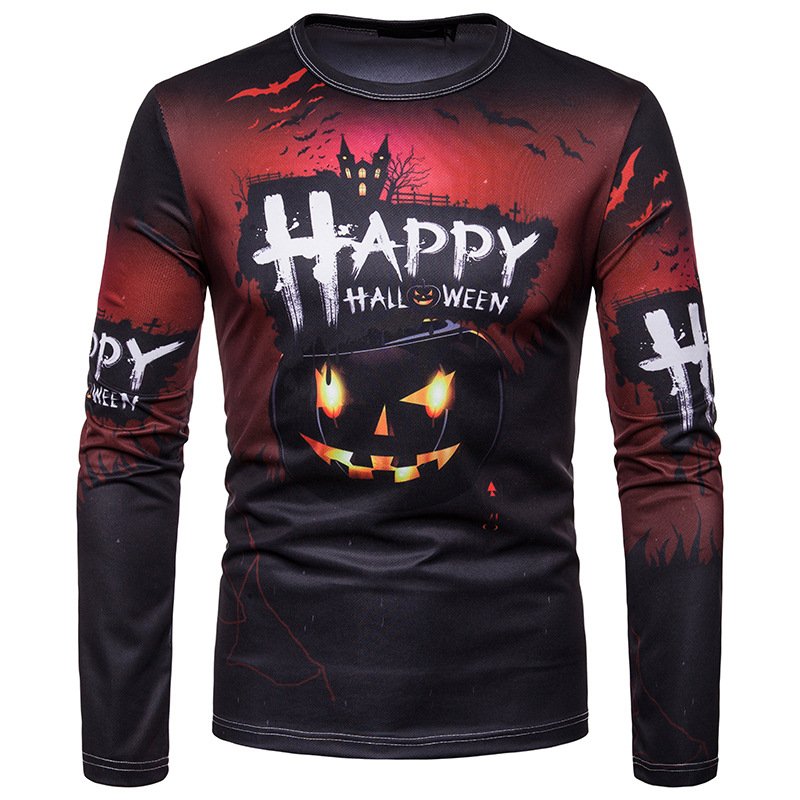 Explosive Halloween 3D printing round neck long sleeve CT457