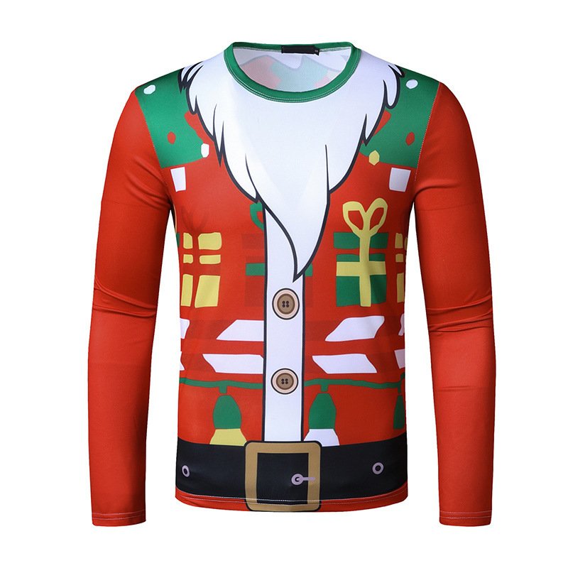 New 3D personality printing fashion men's Christmas long sleeve T-shirt T22