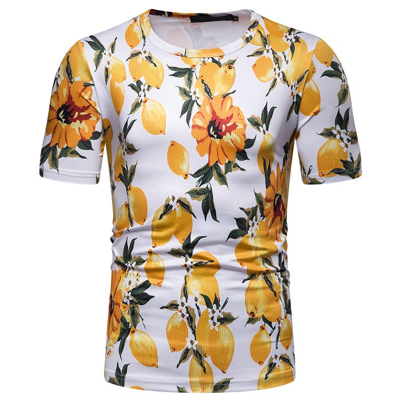 New summer men's beach style printed short-sleeved T-shirt TX71