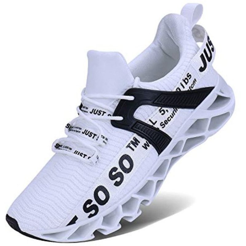 Mens Runing Shoes Walking Non Slip Blade Type Sneakers 1white