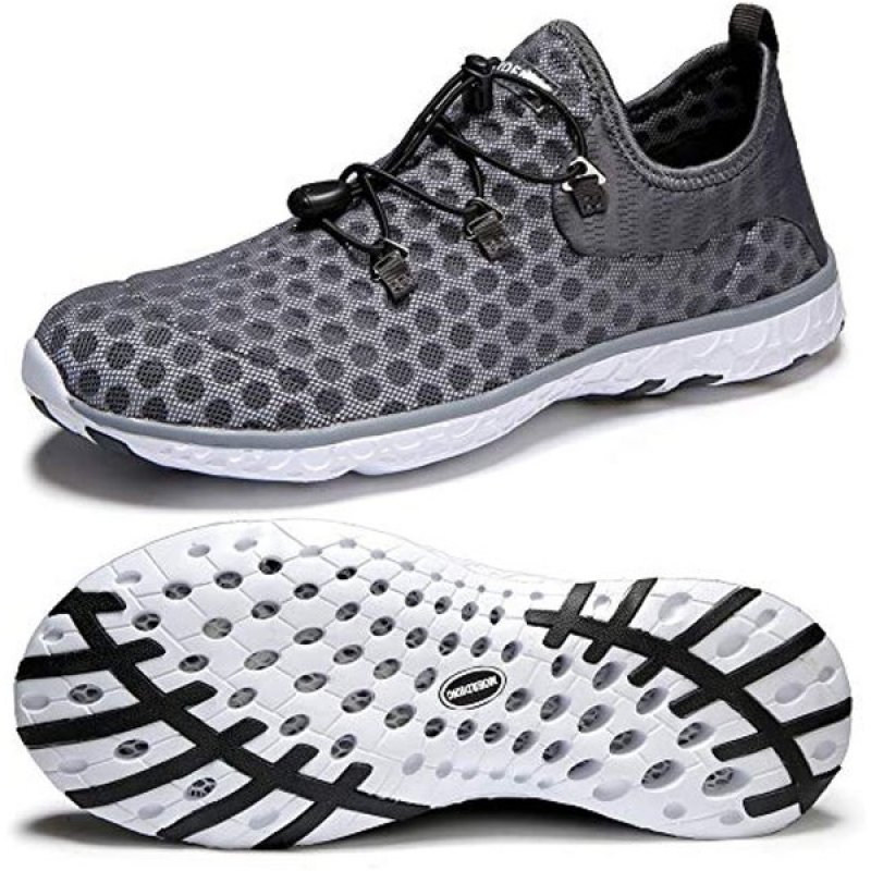 Men's Quick Drying Water Shoes Lightweight Aqua Shoes for Sports Outdoor Beach Pool Exercise dark Grey