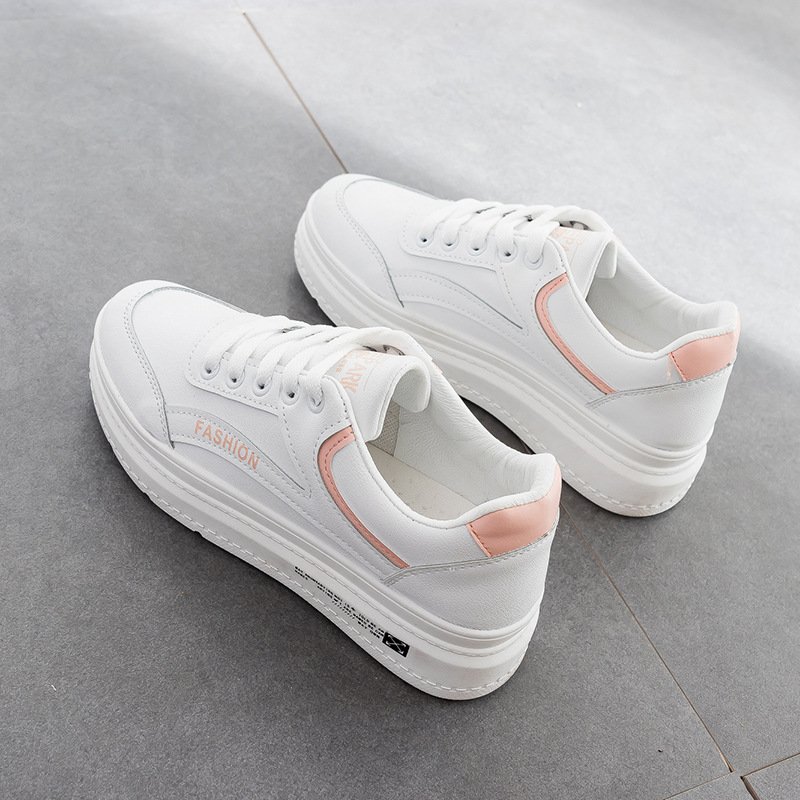 Spring new breathable white shoes female basic student running board shoes thick bottom increased women's shoes leisure